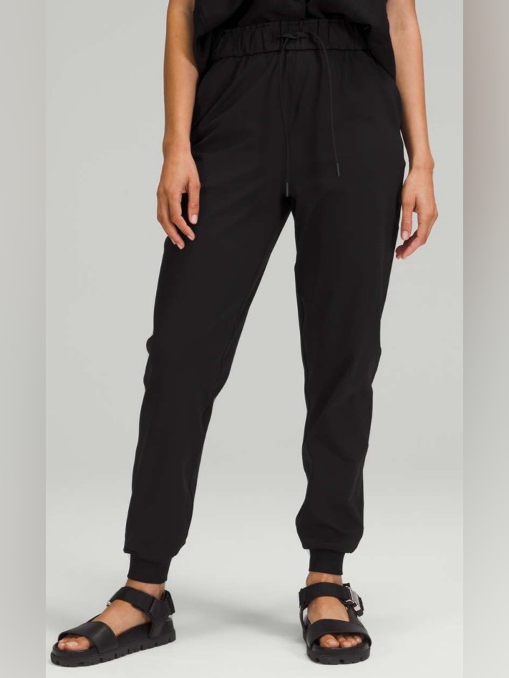 Lululemon Stretch High Rise Black Drawstring Jogger Pants Size 4